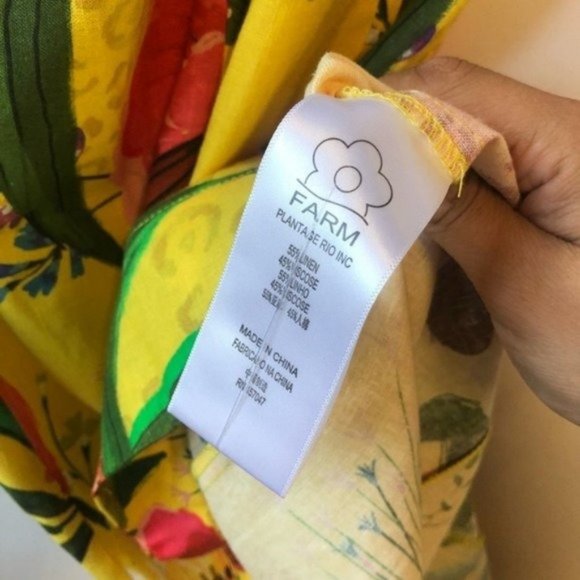 FARM Rio Golden Jungle Floral Linen Midi Dress - Picture 11 of 13